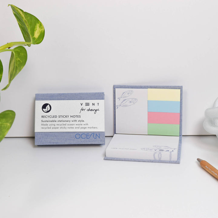 Recycled Ocean plastic waste Sticky Notes Pad - Blue