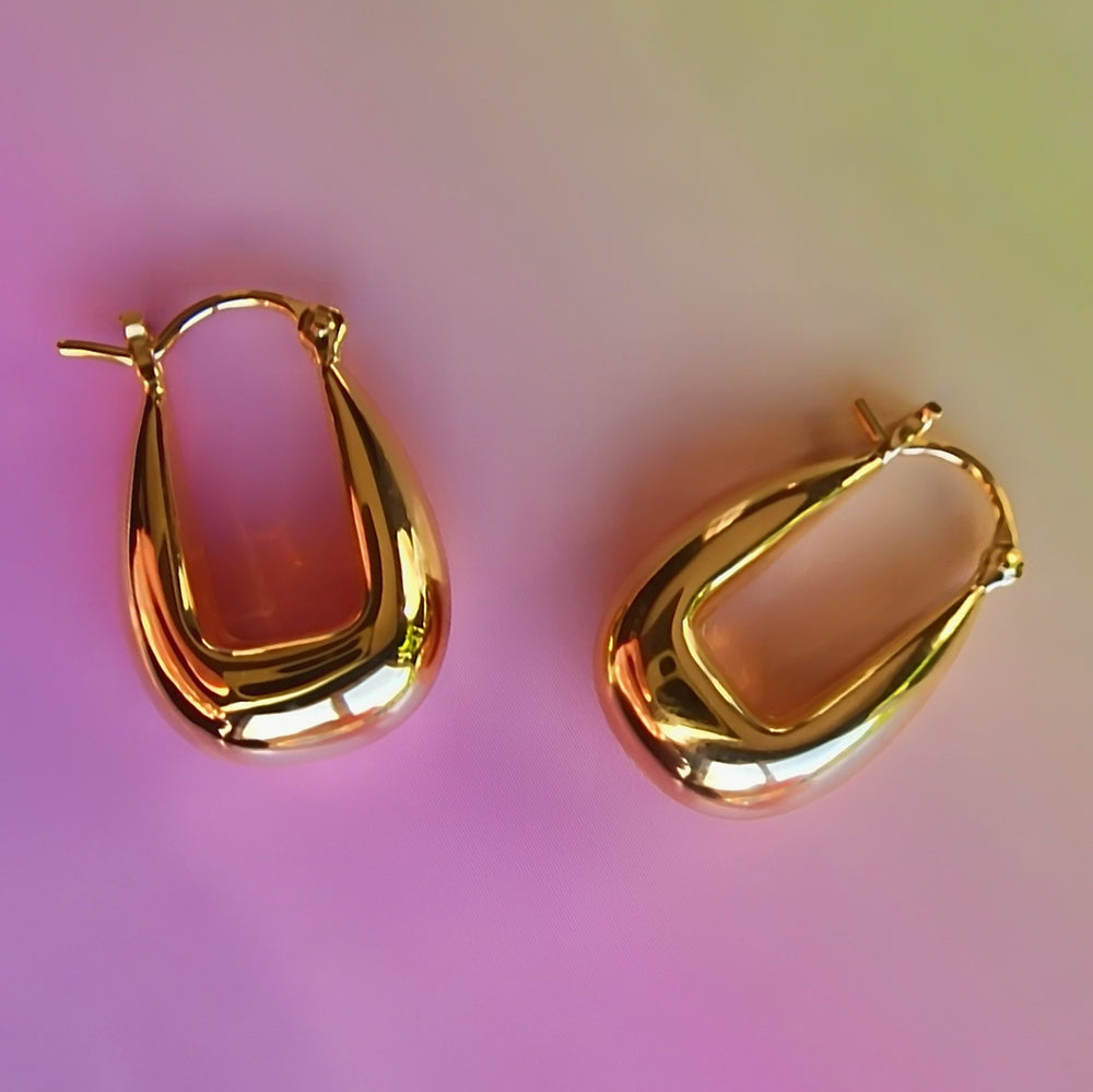 Gold Drop Saddle Hoop Earrings - Vurchoo Ethical Jewellery
