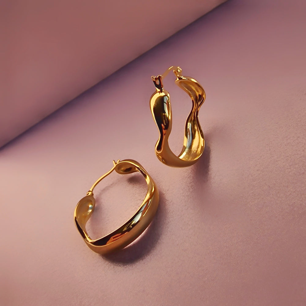 Gold Large Water Hoop Earrings - Vurchoo Ethical Jewellery