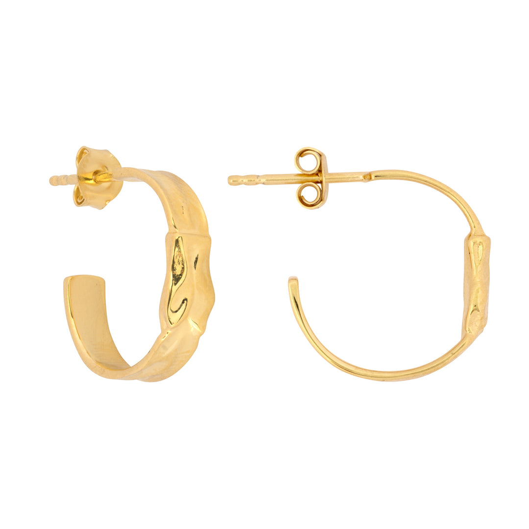 Gold Organic Crescent Hoop Earrings - Vurchoo Ethical Jewellery