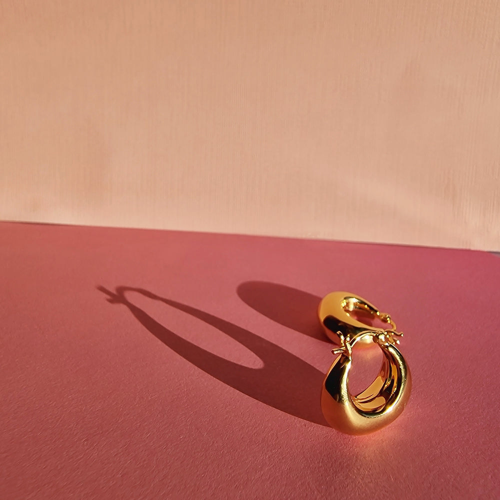 Gold Small Sculpted Hoop Earrings - Vurchoo Ethical Jewellery