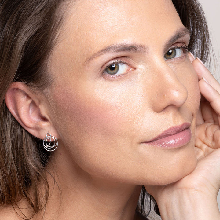Hoop Cluster Rings Sterling Silver Stud Earrings - Vurchoo Ethical Jewellery