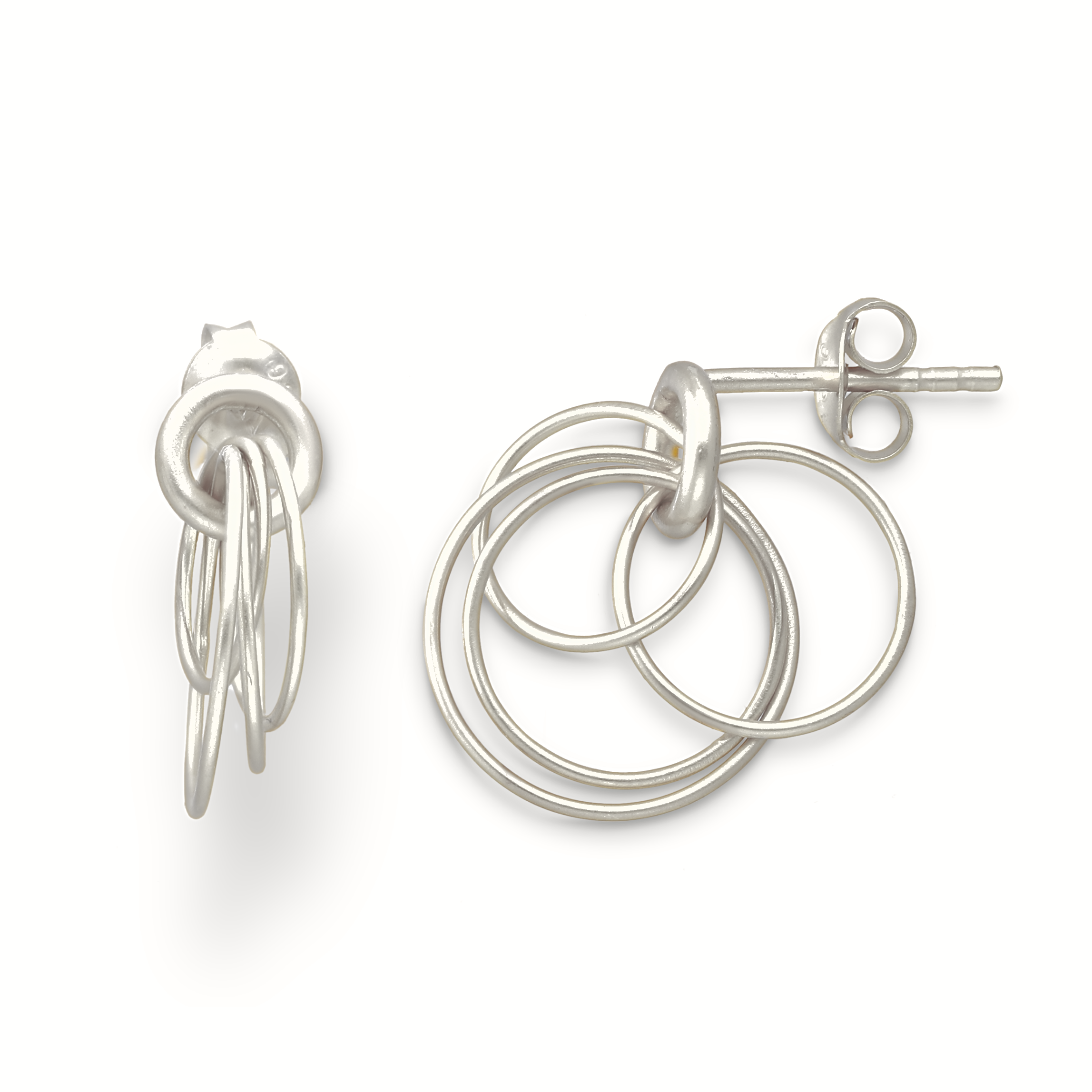 Hoop Cluster Rings Sterling Silver Stud Earrings - Vurchoo Ethical Jewellery