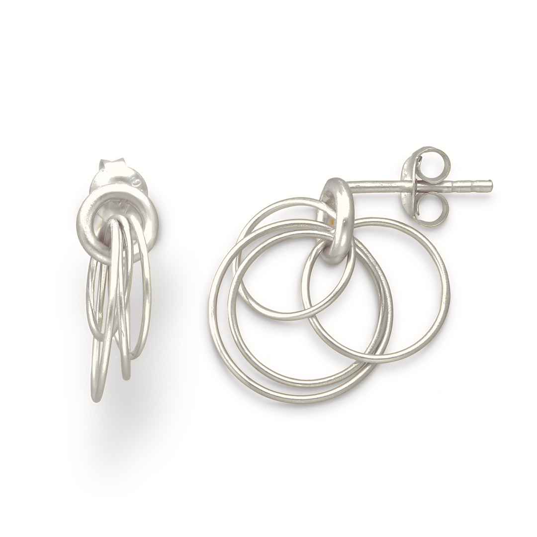 Hoop Cluster Rings Sterling Silver Stud Earrings - Vurchoo Ethical Jewellery
