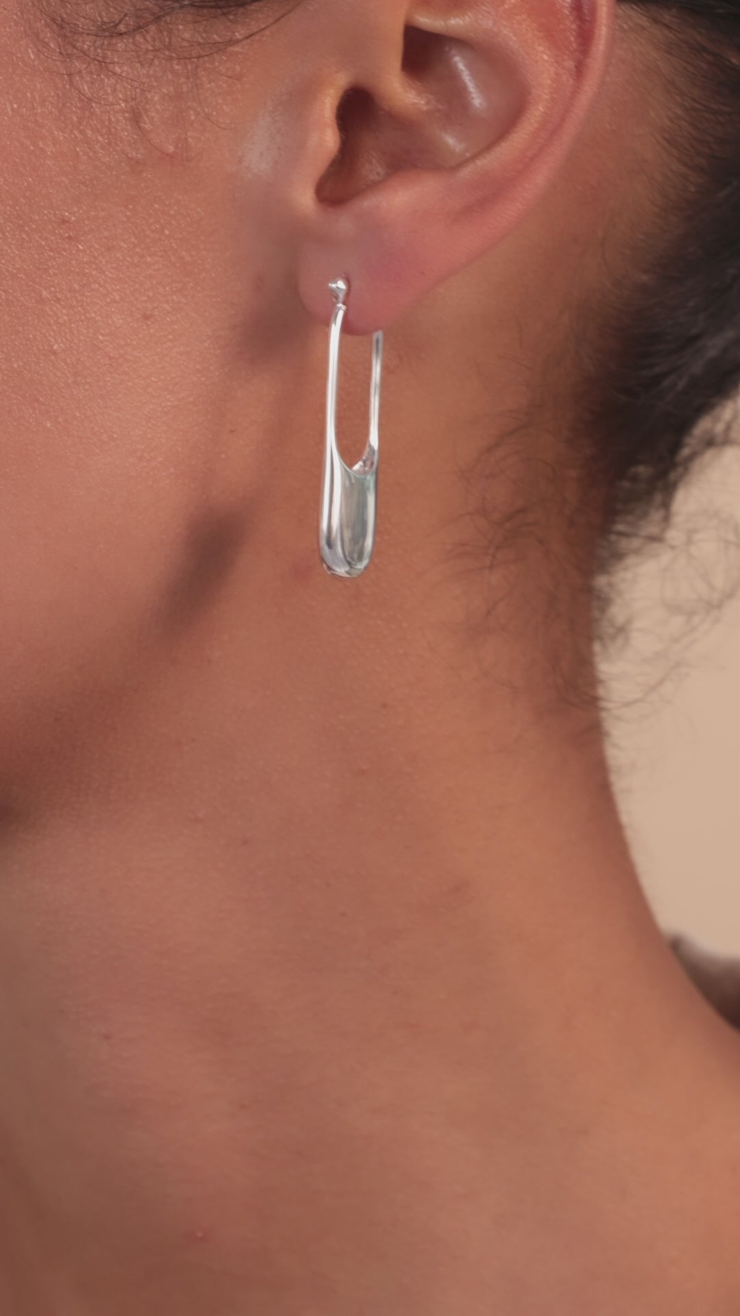Streamline Long Hoops Minimalist Silver Earrings