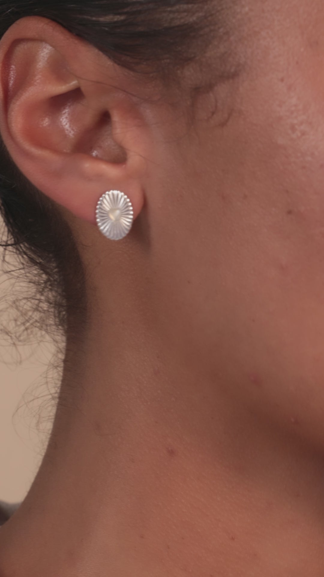 Silver Celeste Moonstone Heart Studs