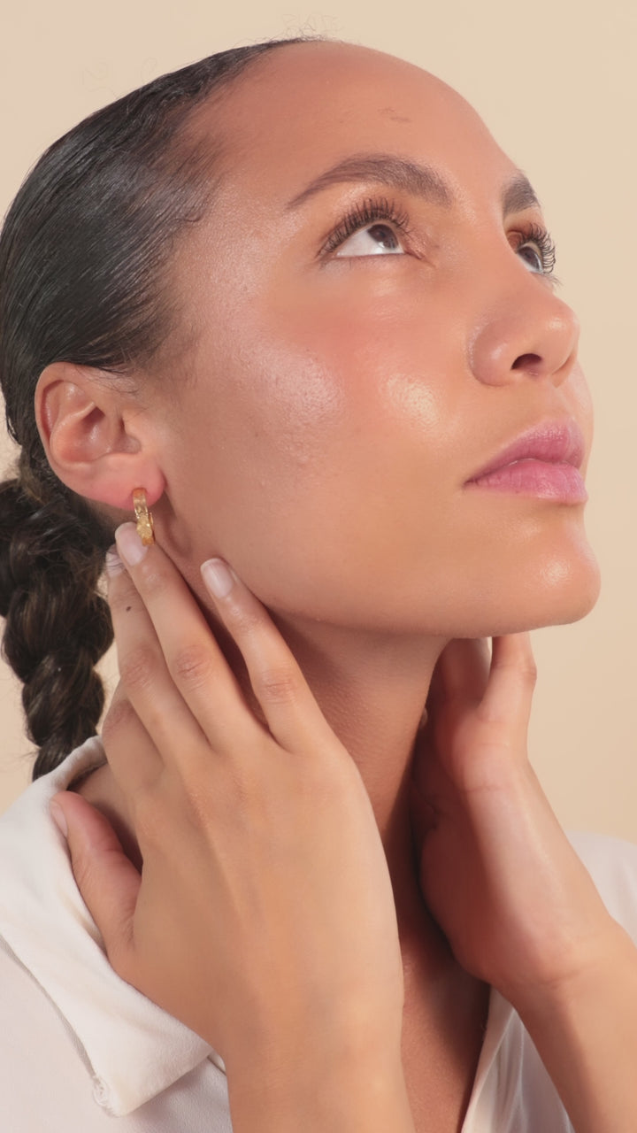Gold Organic Crescent Hoop Earrings