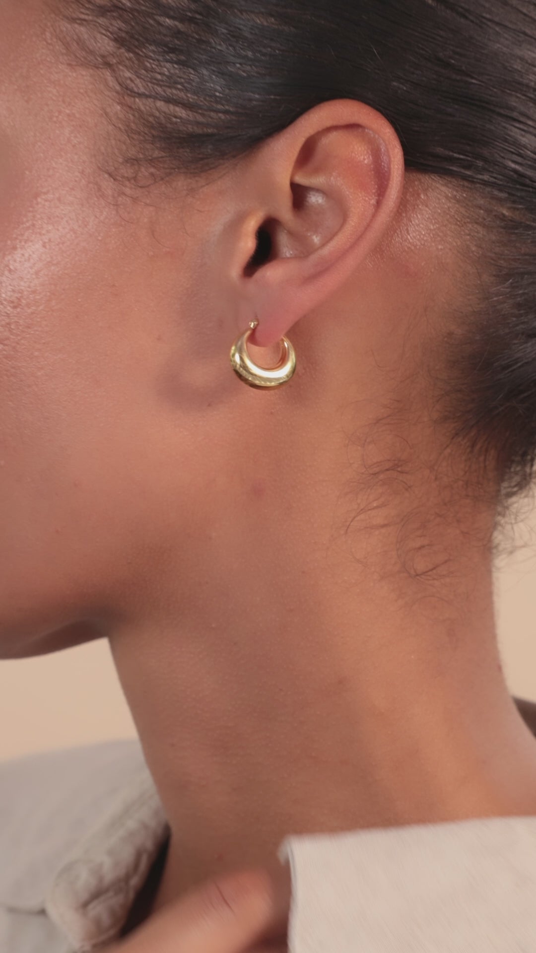 Silver Small Sculpted Hoop Earrings
