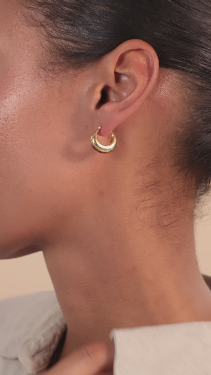 Silver Small Sculpted Hoop Earrings