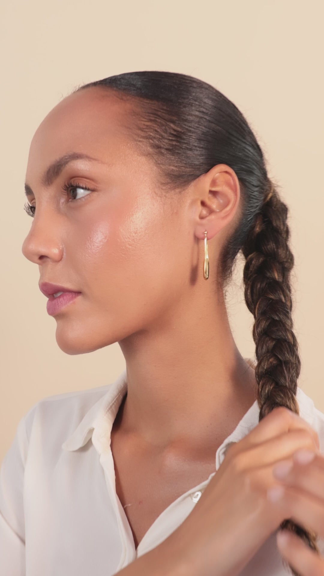 Streamline Long Hoops Minimalist Gold Earrings