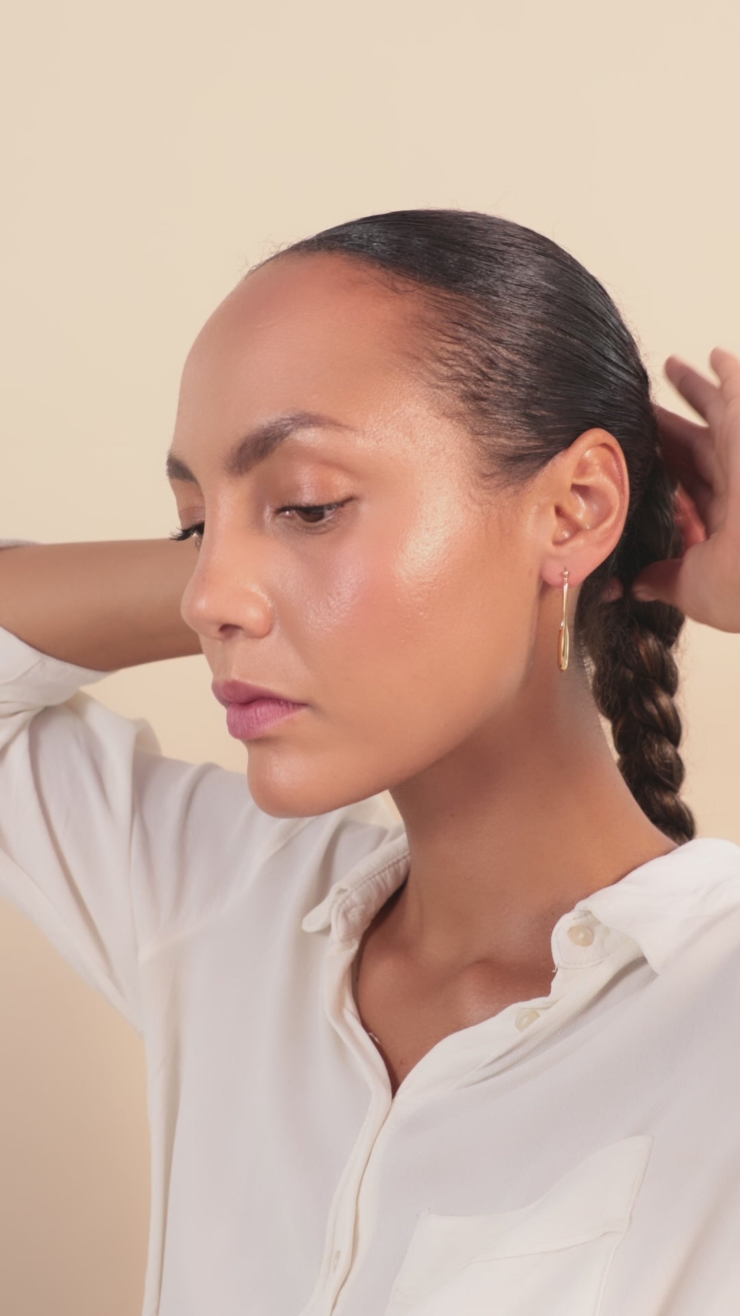 Streamline Long Hoops Minimalist Gold Earrings
