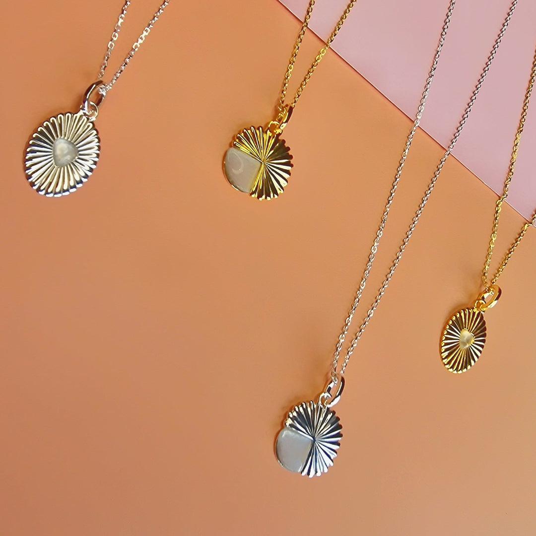 Silver Celeste Moonstone Heart Necklace