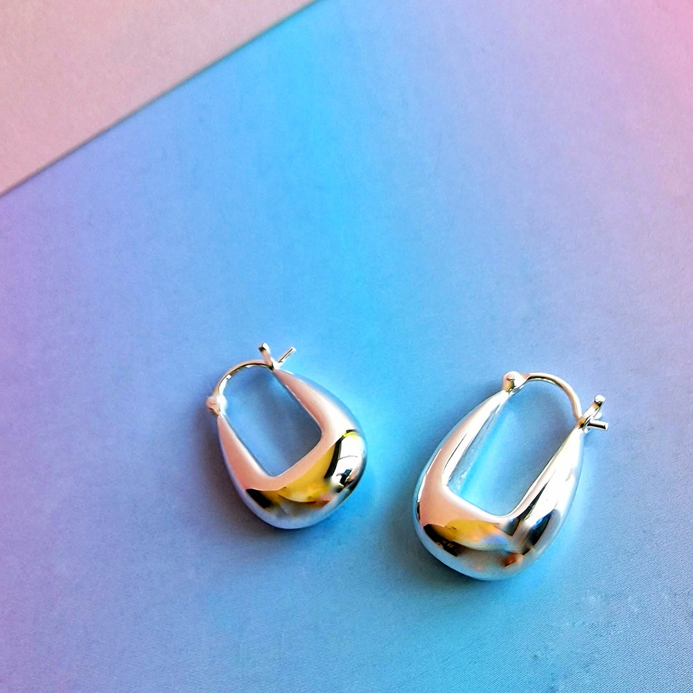 Silver Drop Saddle Hoop Earrings - Vurchoo Ethical Jewellery