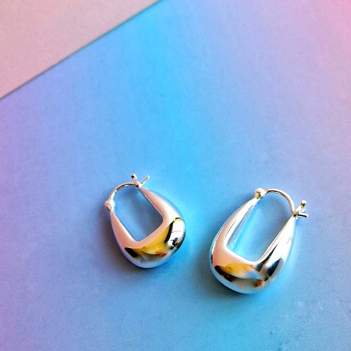 Silver Drop Saddle Hoop Earrings - Vurchoo Ethical Jewellery