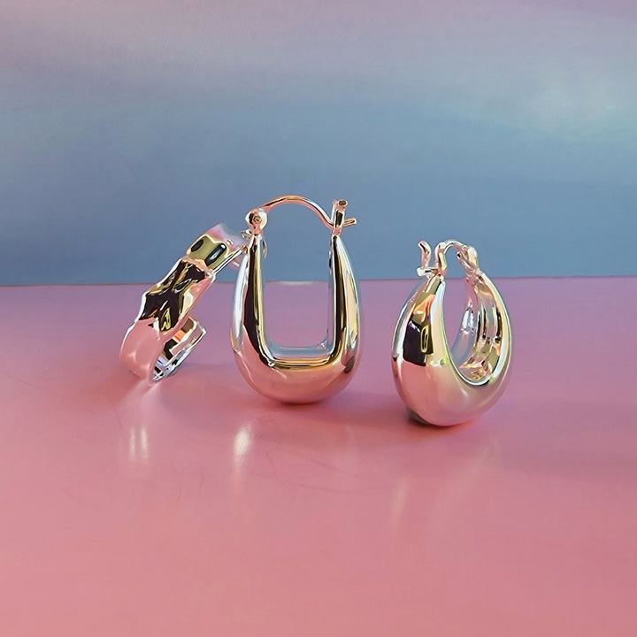 Silver Drop Saddle Hoop Earrings - Vurchoo Ethical Jewellery