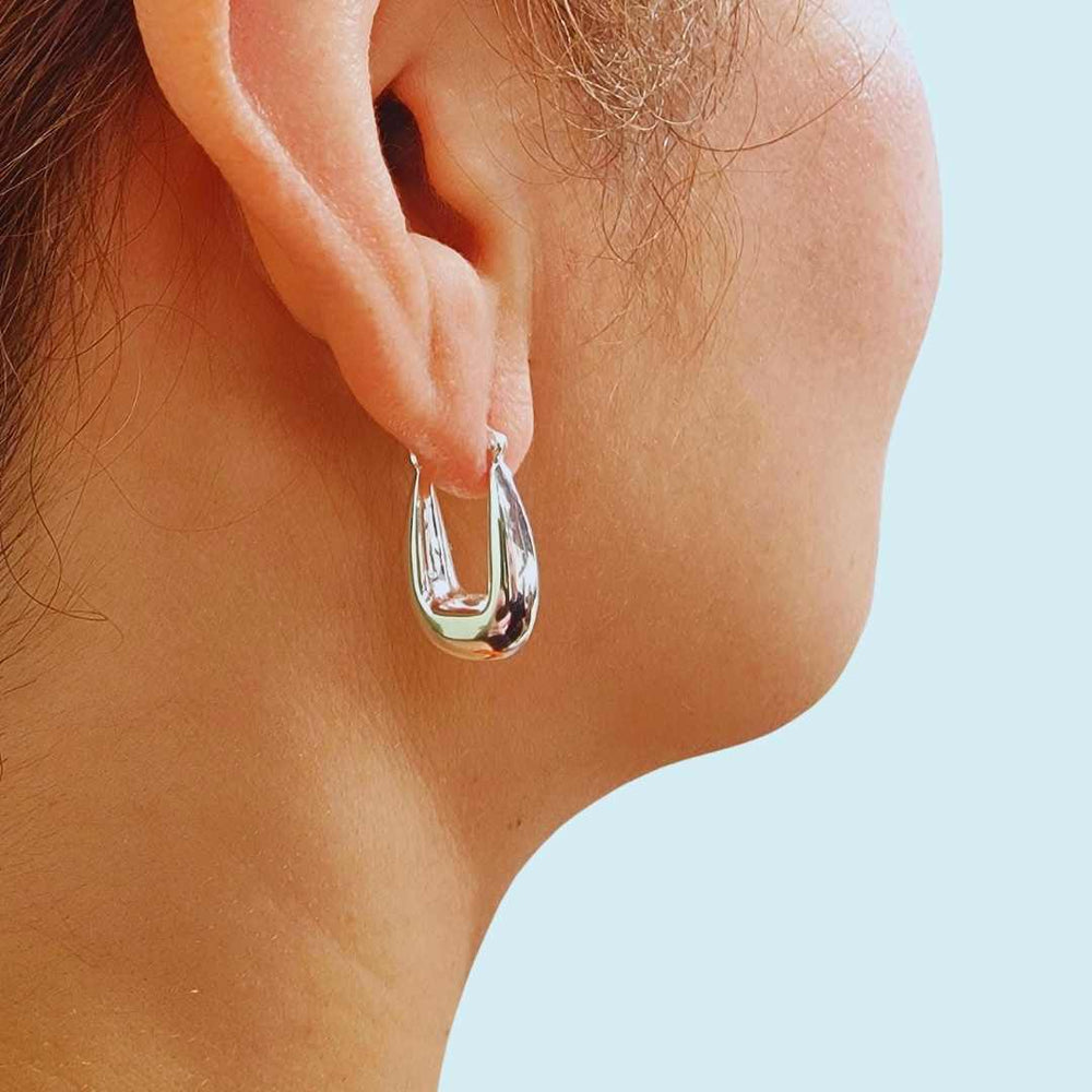 Silver Drop Saddle Hoop Earrings - Vurchoo Ethical Jewellery