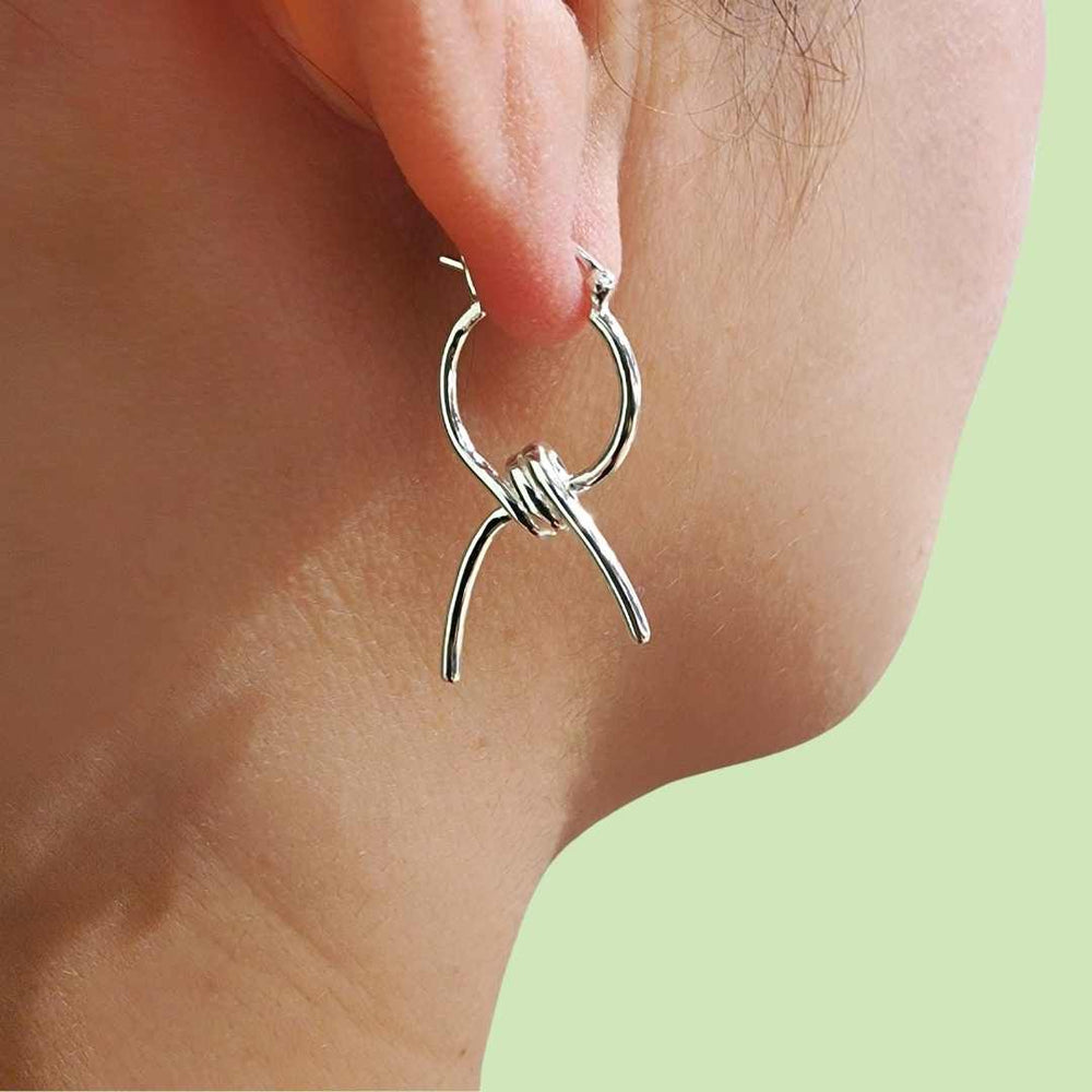 Silver Knotted Hoop Earrings - Vurchoo Ethical Jewellery