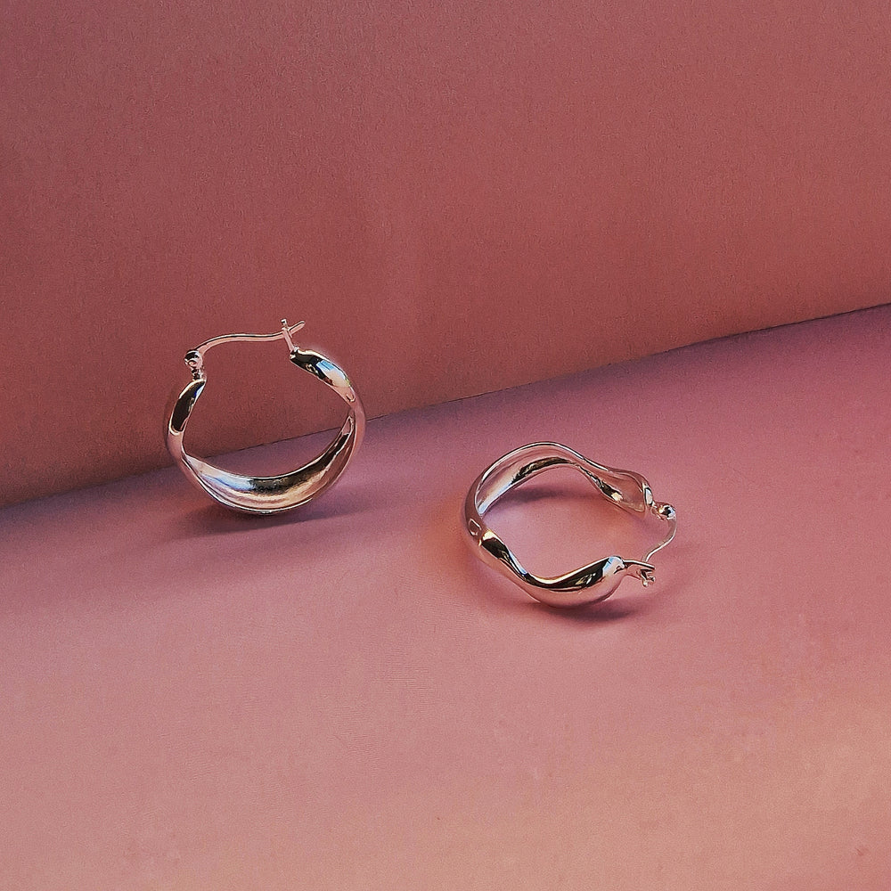 Silver Large Water Hoop Earrings - Vurchoo Ethical Jewellery