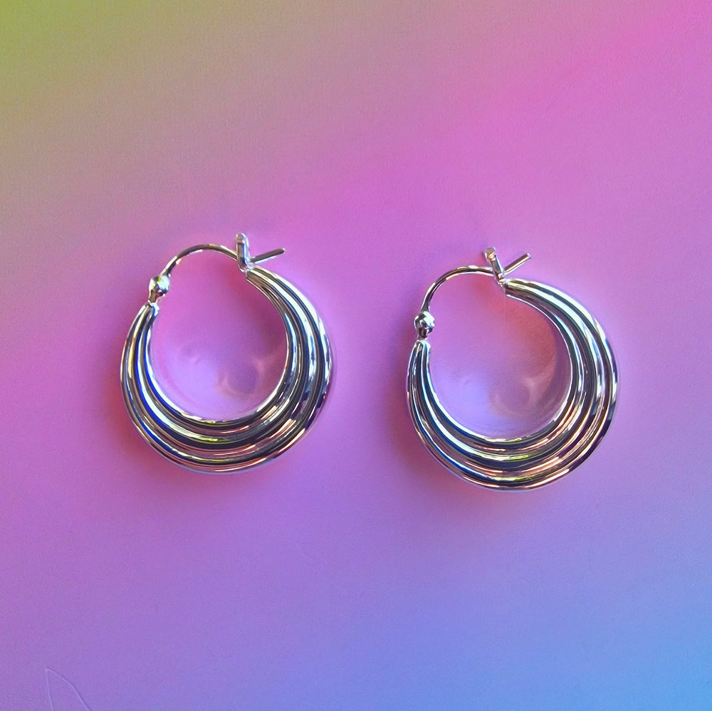 Silver Layered Hoop Earrings - Vurchoo Ethical Jewellery