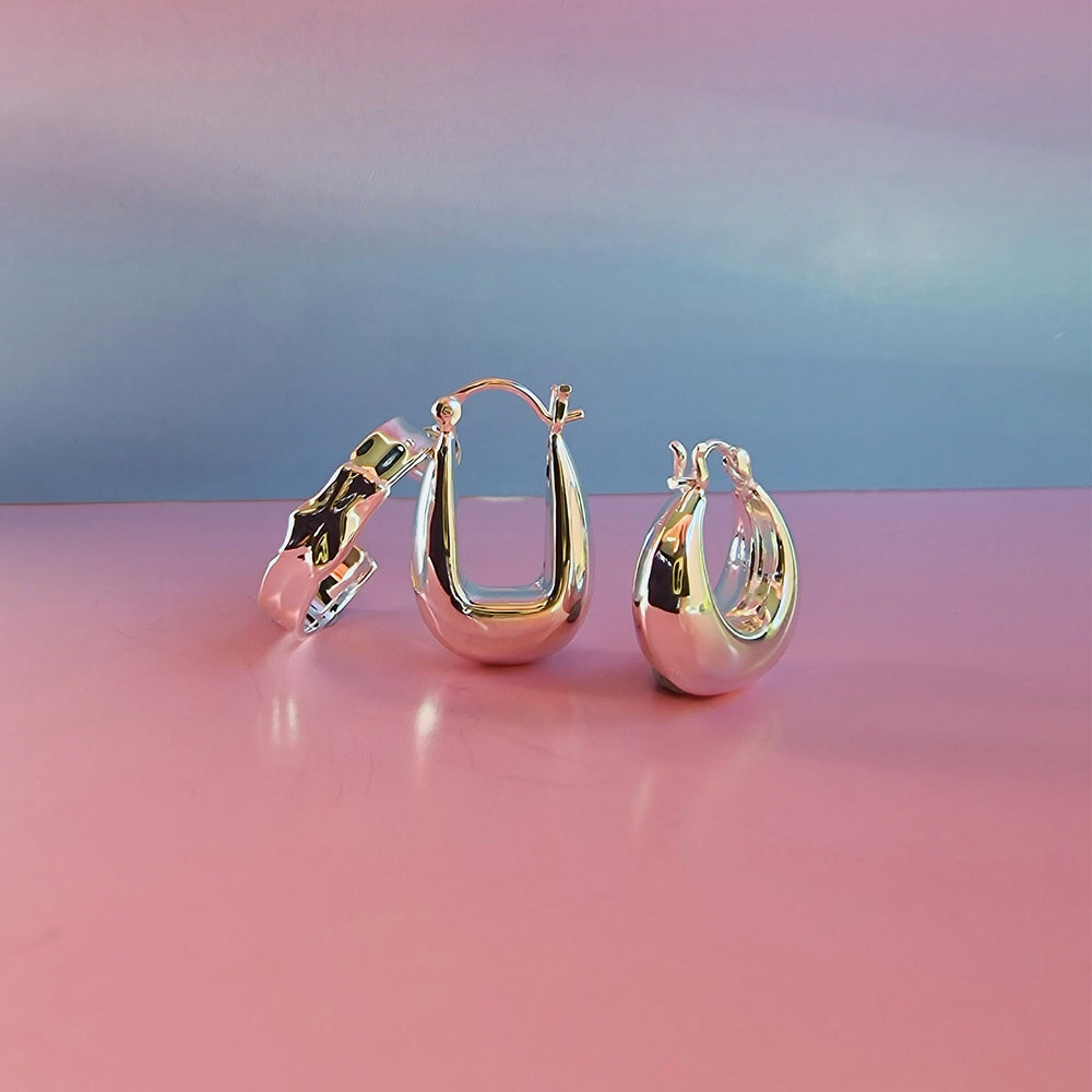 Silver Organic Crescent Hoop Earrings - Vurchoo Ethical Jewellery