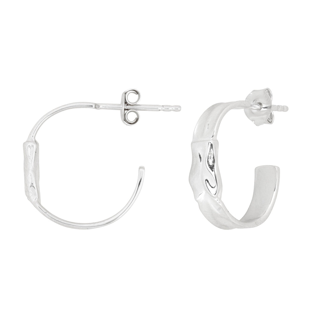Silver Organic Crescent Hoop Earrings - Vurchoo Ethical Jewellery