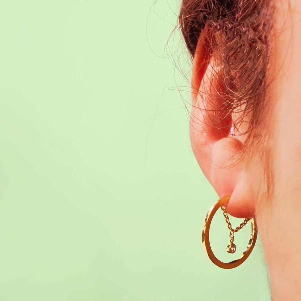 Silver White Gem Chain Hoop Earrings - Vurchoo Ethical Jewellery