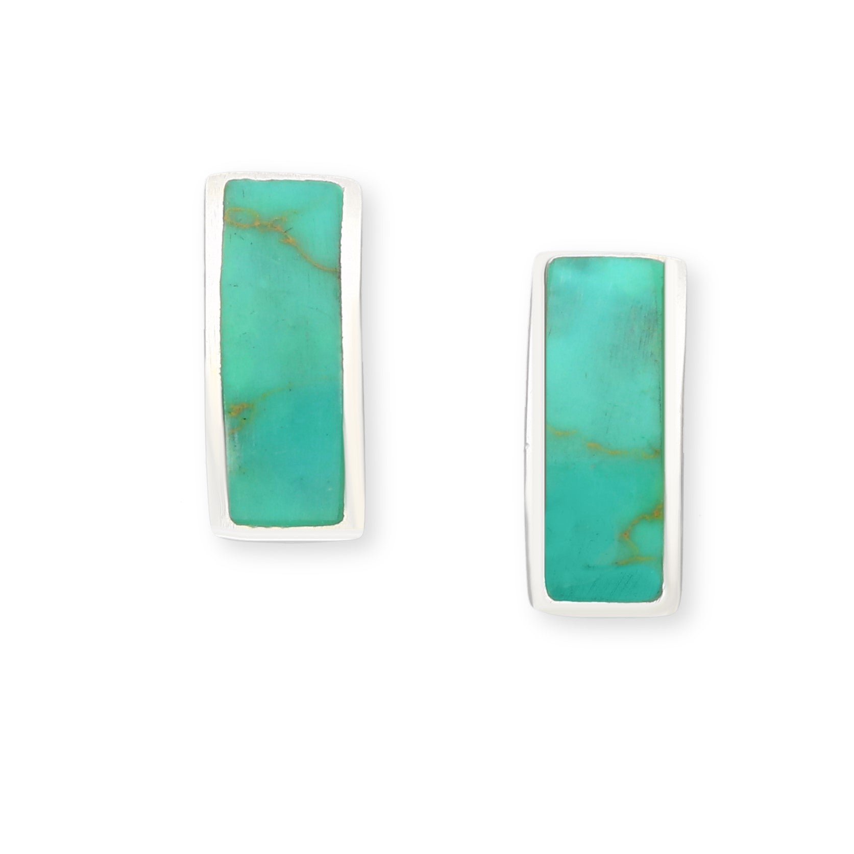 Turquoise Sterling Silver Rectangle Stud Earrings - Vurchoo Ethical Jewellery