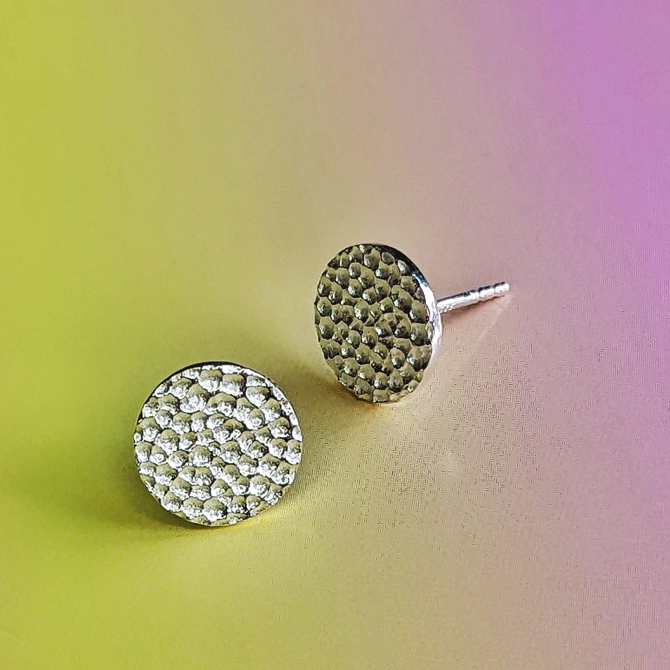 Hammered Disc Stud Earrings