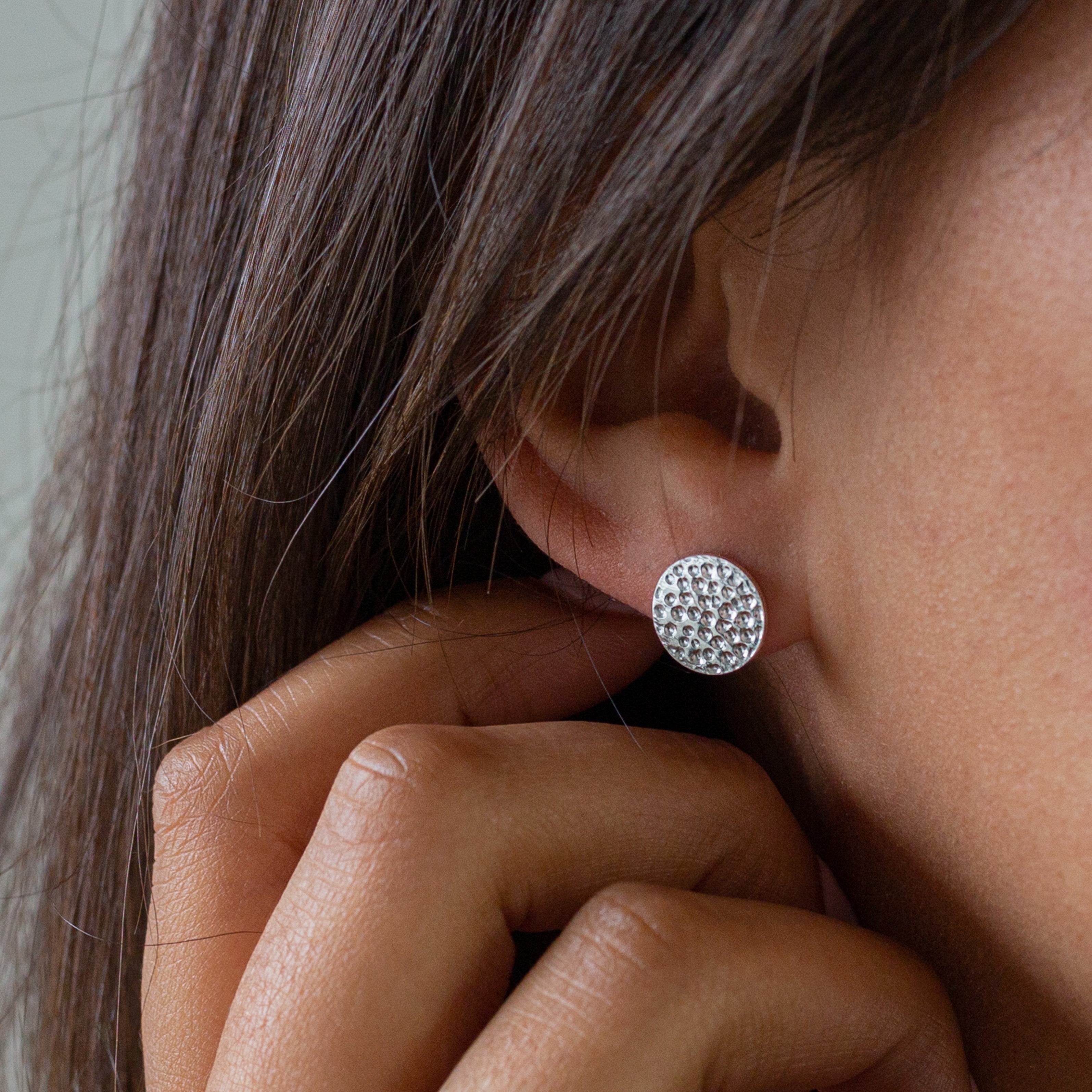 Hammered Disc Stud Earrings