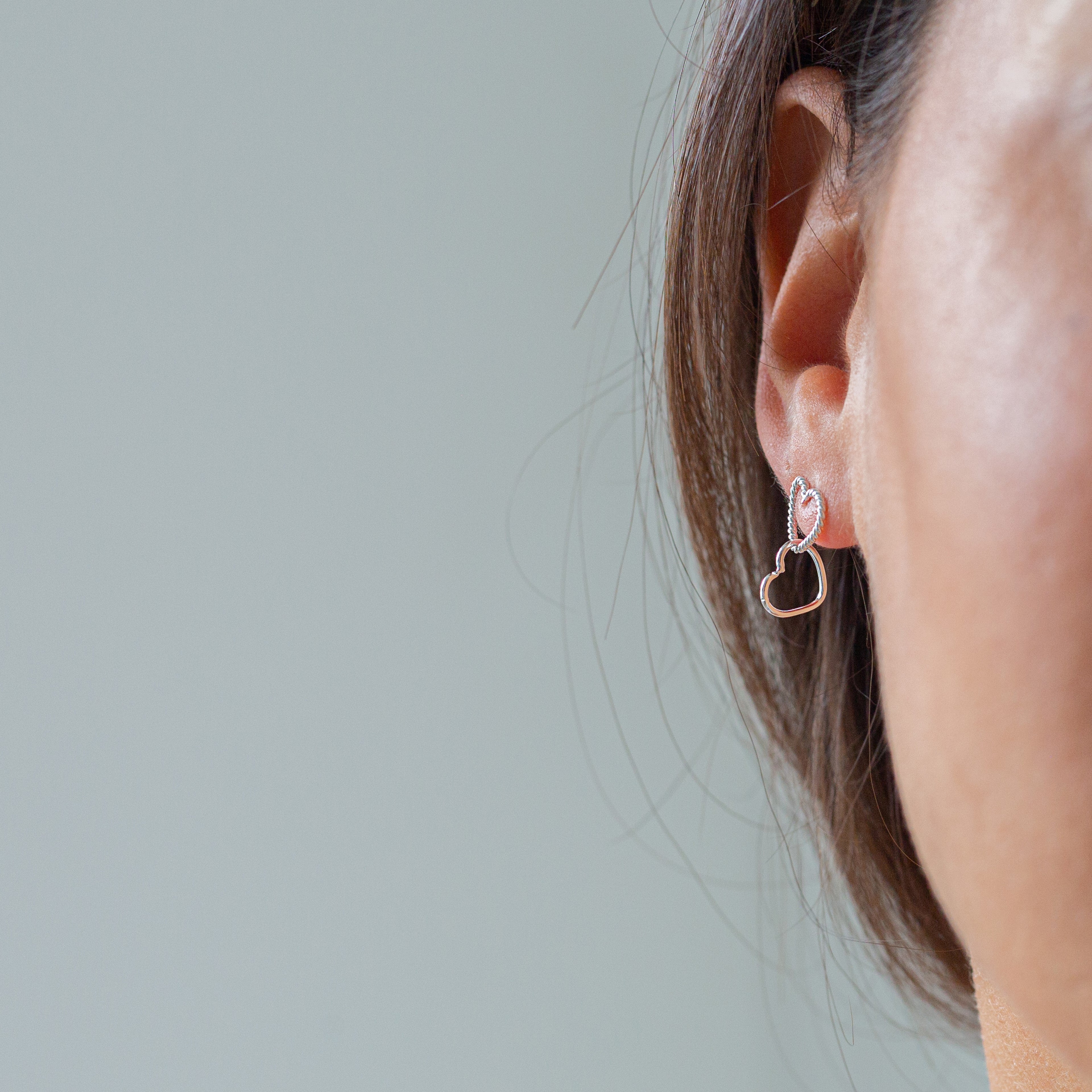 Silver Heart Chain Earrings