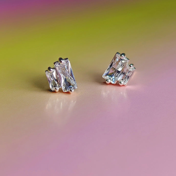 Twin Baguettes Stud Earrings