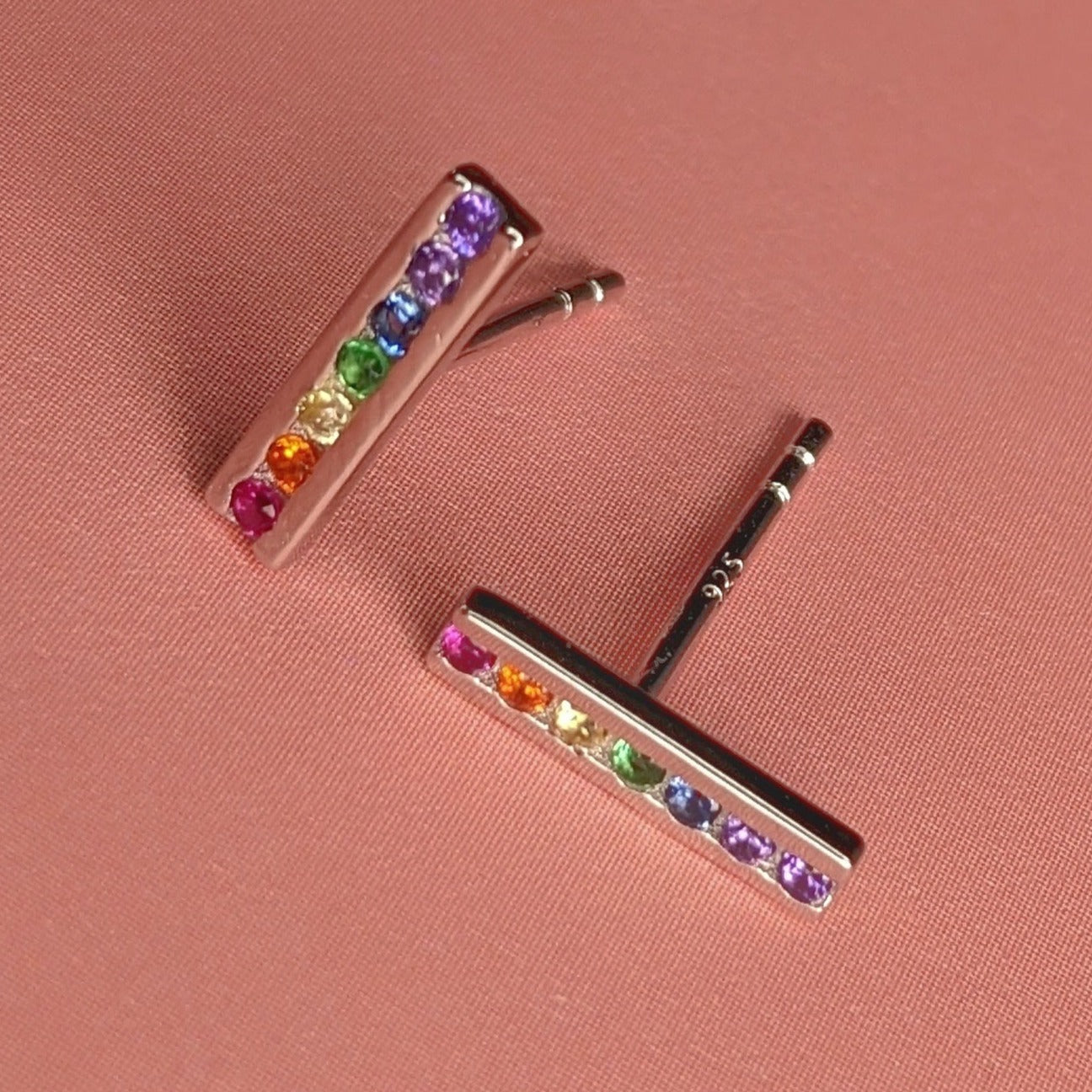Rainbow bar earrings sale