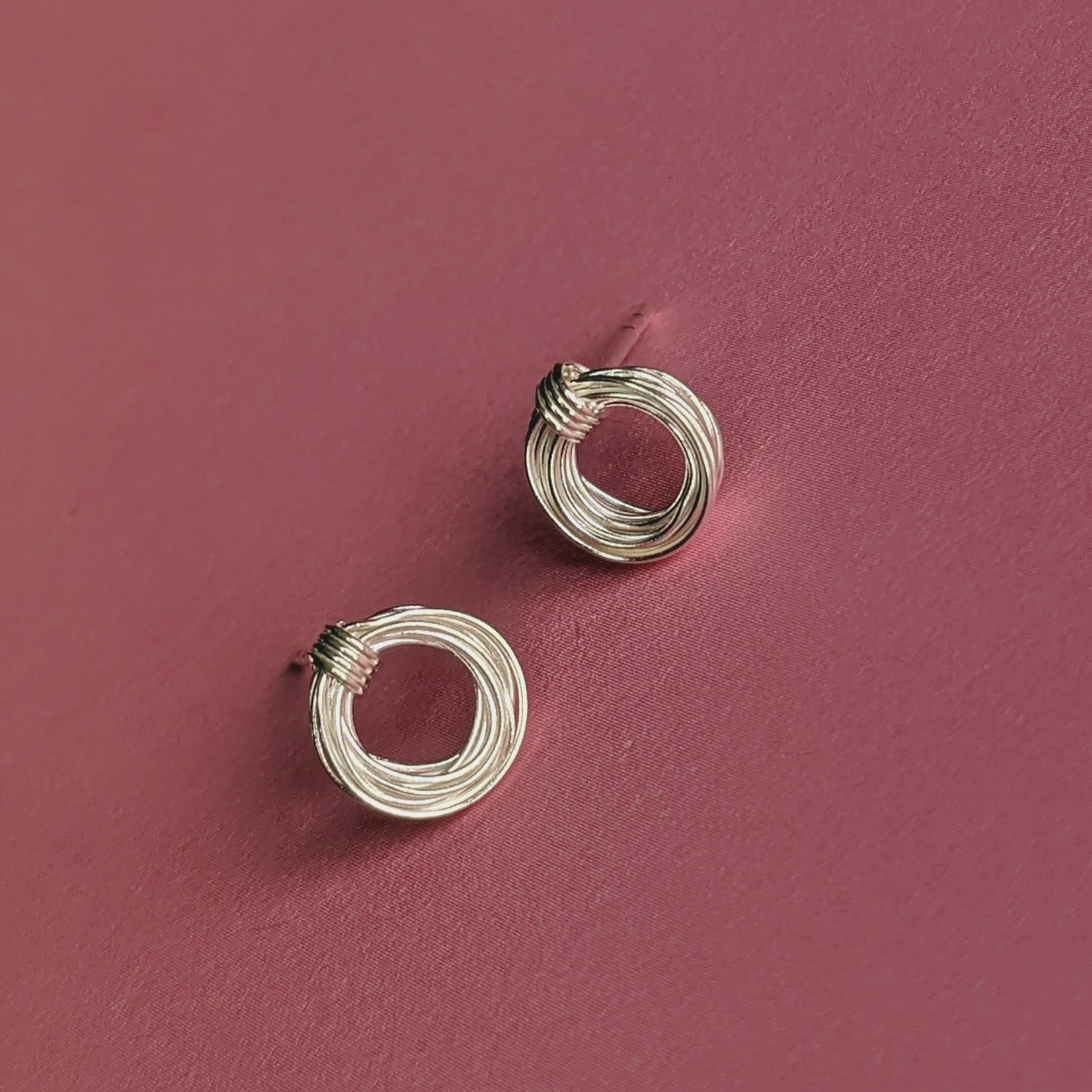 Silver Wire Coil Stud Earrings
