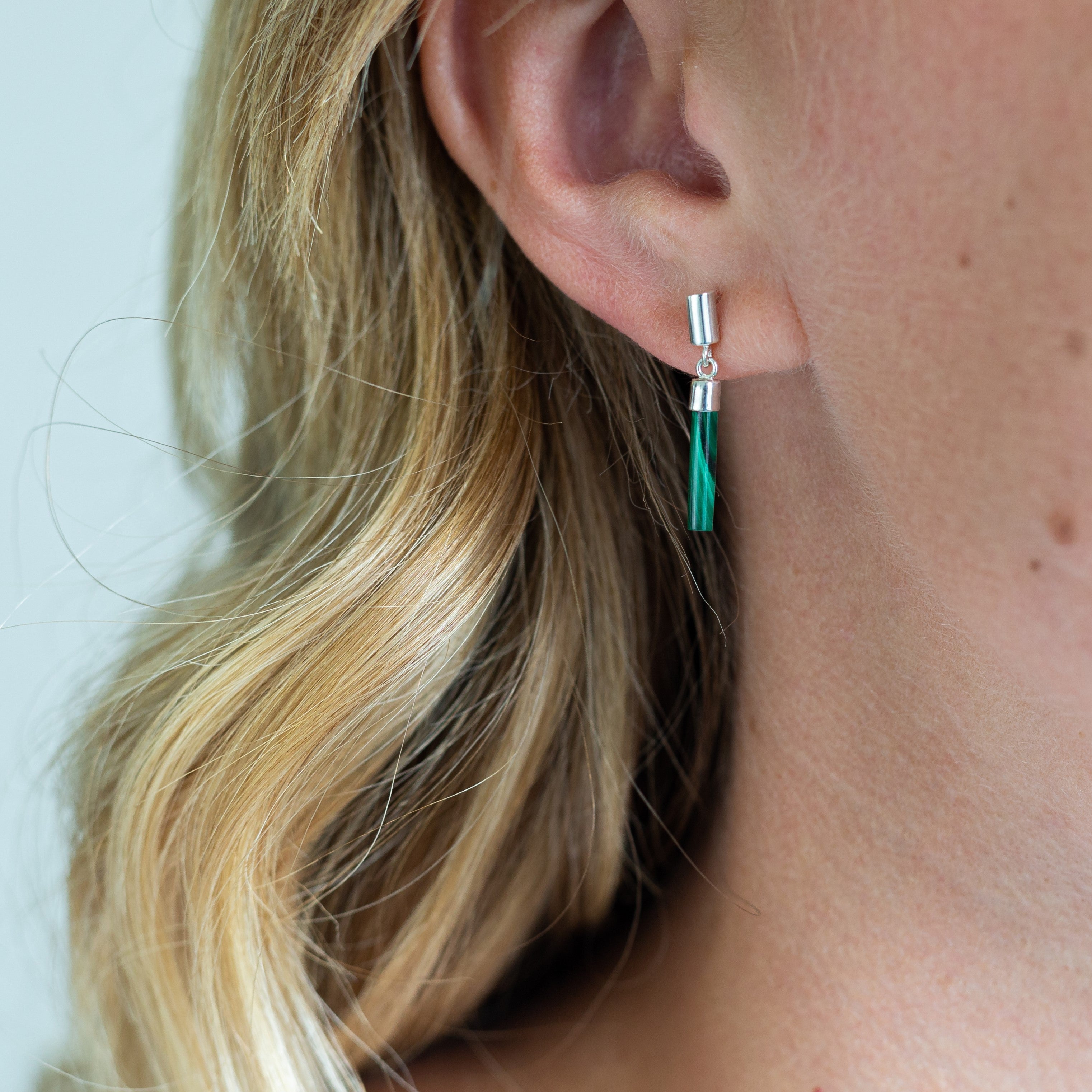Malachite Drop Bar Earrings