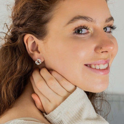 Silver Textile Earrings