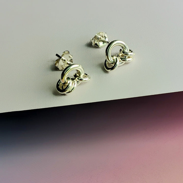 Small Hoop Cluster Rings Sterling Silver Stud Earrings