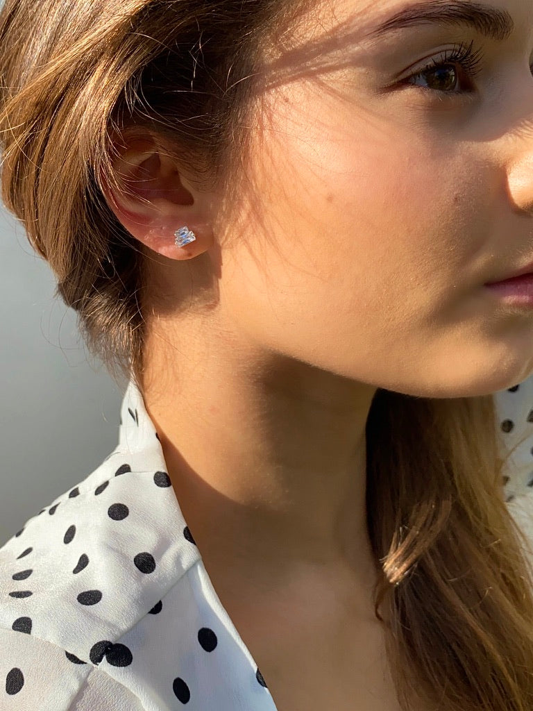 Twin Baguettes Stud Earrings