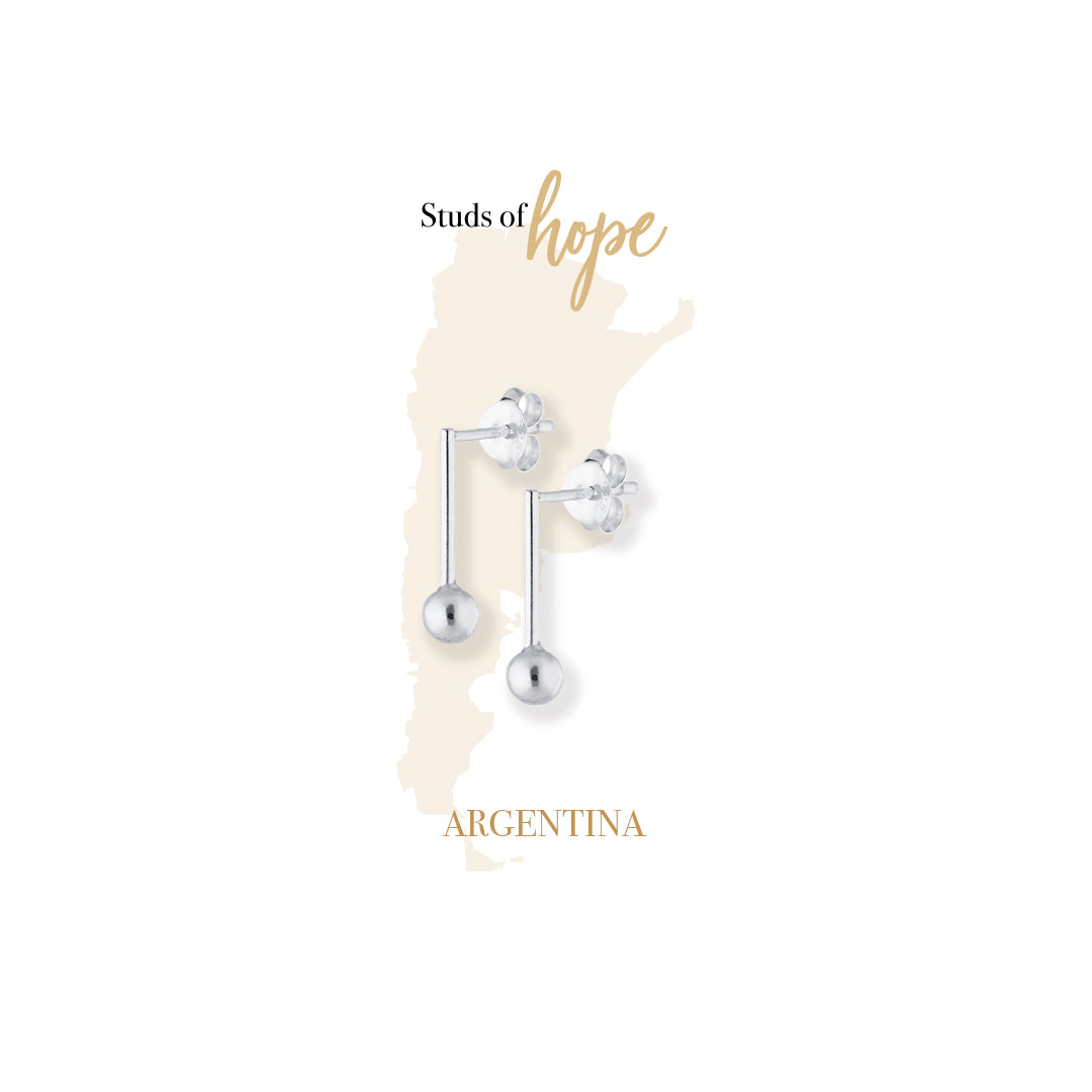 Silver Geometric Ball Earrings
