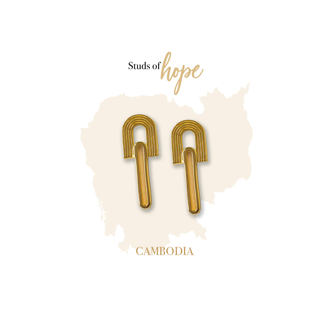 Gold Rainbow Stud Earrings