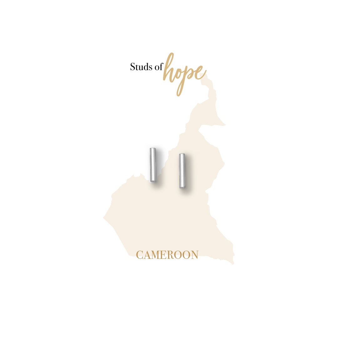 Silver Pillar Stud Earrings