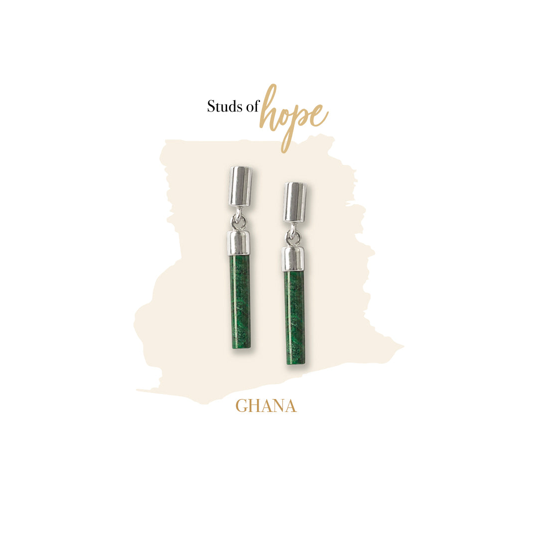 Malachite Drop Bar Earrings
