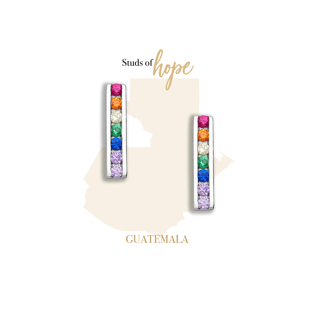 Cubic Rainbow Stud Earrings
