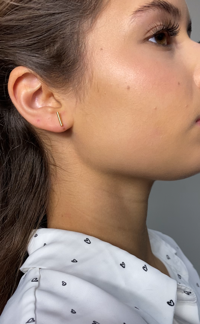 Gold Pillar Stud Earrings