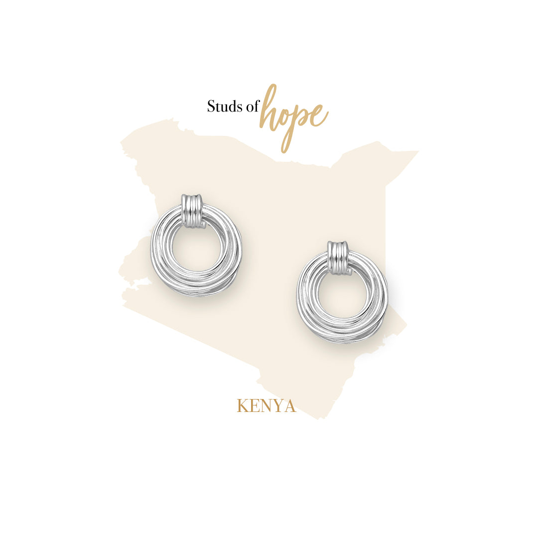 Silver Wire Coil Stud Earrings