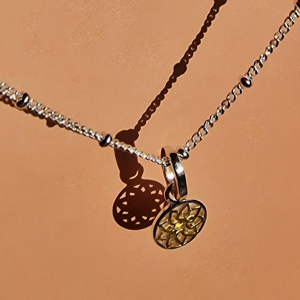 Floral Mandala Two-Tone Silver Gold Necklace - Vurchoo Ethical Jewellery