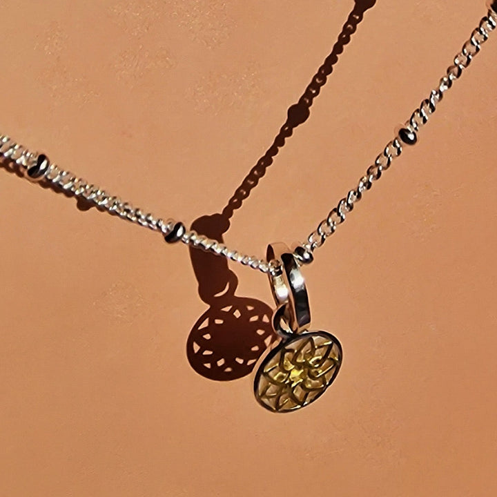 Floral Mandala Two-Tone Silver Gold Necklace - Vurchoo Ethical Jewellery