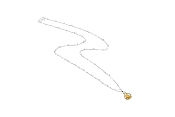 Floral Mandala Two-Tone Silver Gold Necklace - Vurchoo Ethical Jewellery