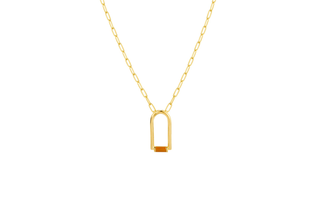 Contemporary Arch Enamel Gold Chain Necklace