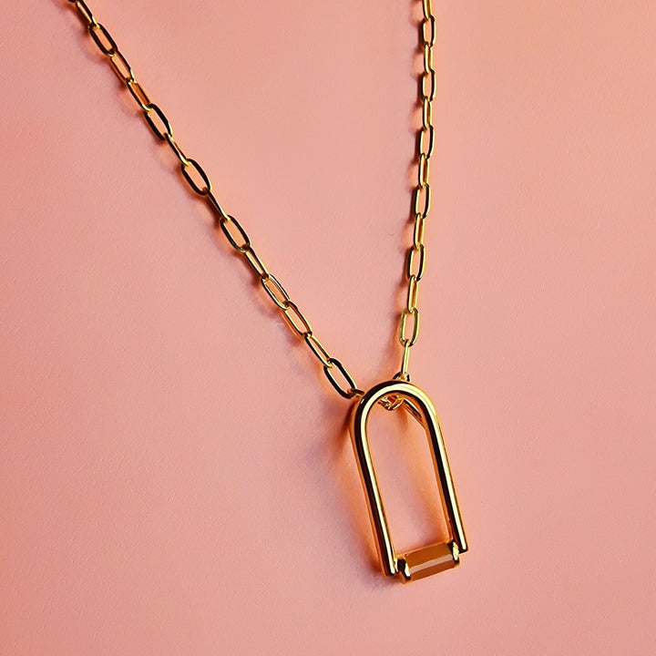 Contemporary Arch Enamel Gold Chain Necklace