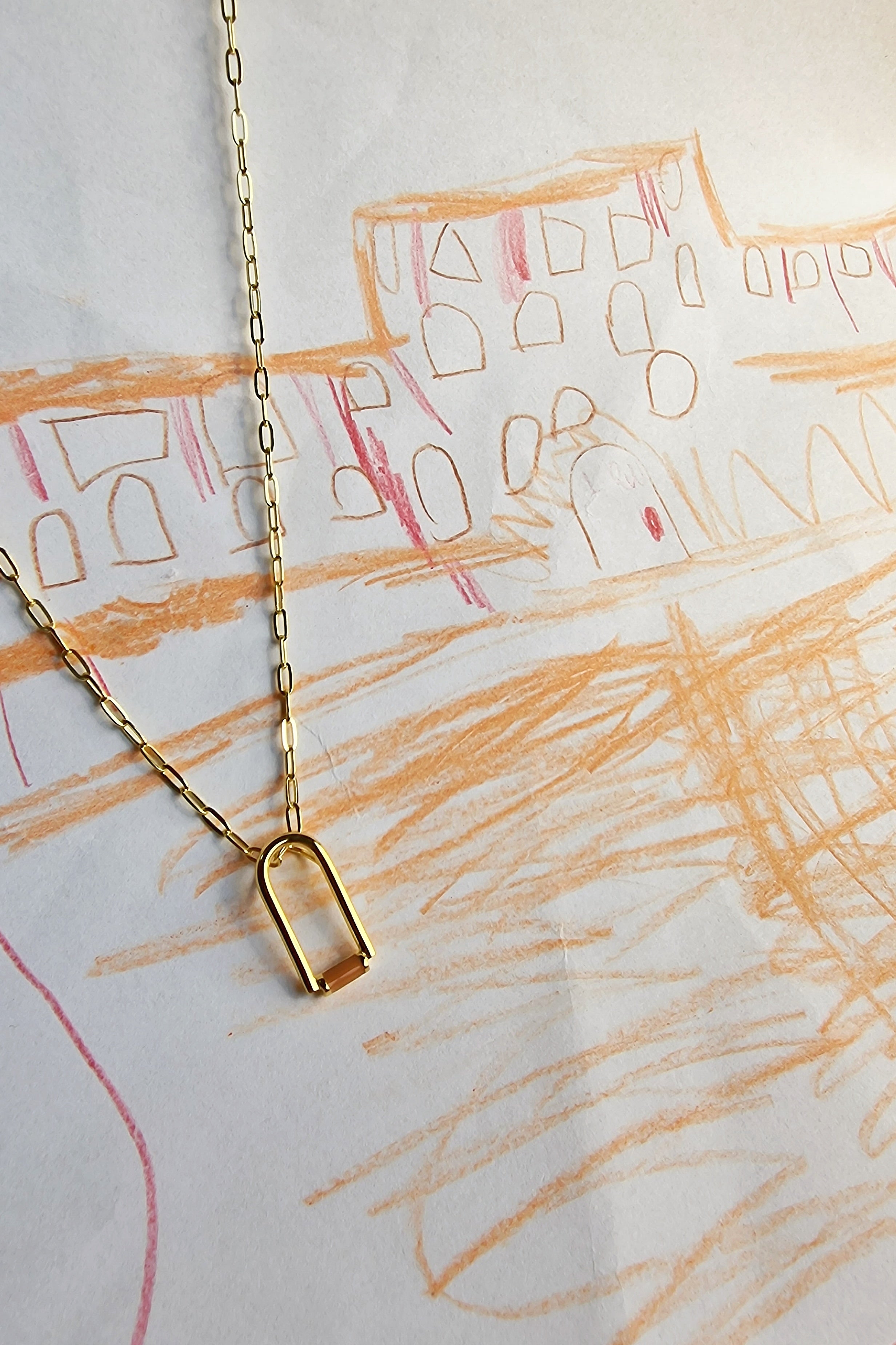Gold Contemporary Enamel Arch Necklace
